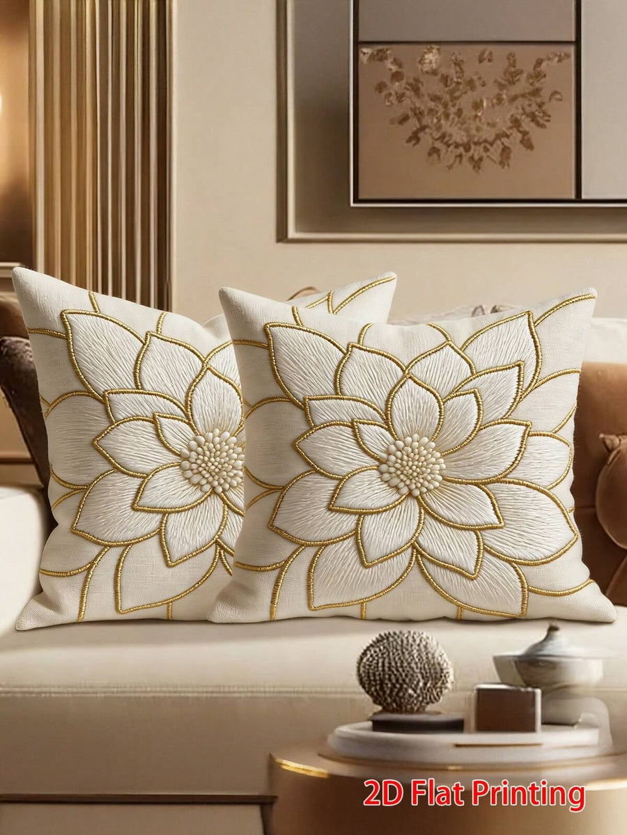 1/2/4pcs Luxury Dahlia Decorative Pillow Covers, Modern Minimalist Style Single-Sided 2D Printed Pillow Covers (Pillow Insert Not Included), Spring/Summer Thin Pillow Covers, Suitable For Indoor Living Room Sofa Bedroom Outdoor Patio Garden Cushion
