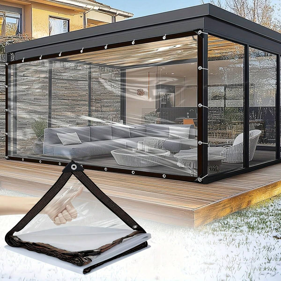 Waterproof And Oil-Resistant Tarpaulin, Shading Film With Metal Rings, Winter Plant Covering Film, Greenhouse Film, Suitable For Car, Yard, Porch, Terrace Shading And Outdoor Camping, Rainproof, Windproof And Heat-Insulating Outdoor Cover, Garden Cover.